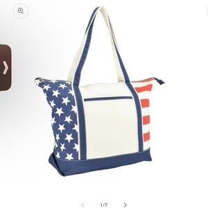 NWT Patriotic Canvas Tote Bag - Blue, Red, White